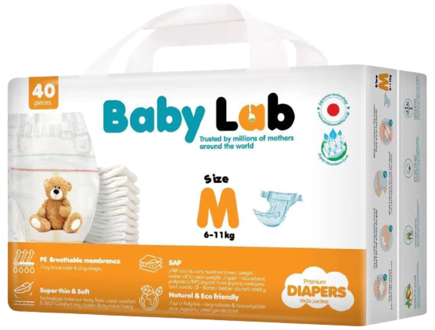 Baby Lab хүүхдийн живх M 40 ширхэгтэй /Наадаг/