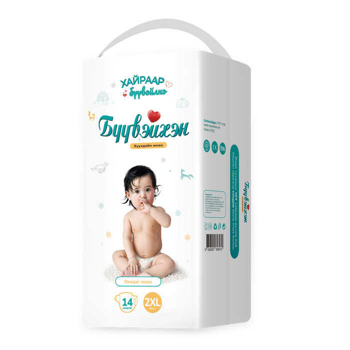Бүүвэйхэн хүүхдийн живх XXL 14 /ширхэгтэй/ +15кг